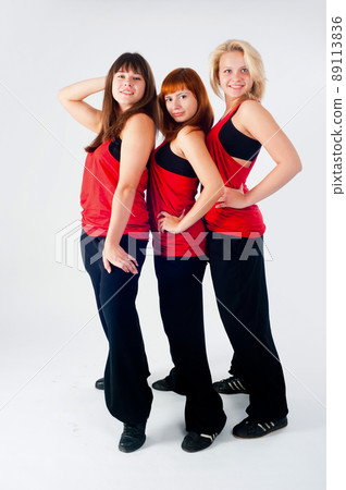 Group of dancing young funny women Group of dancing young funny women 89113836