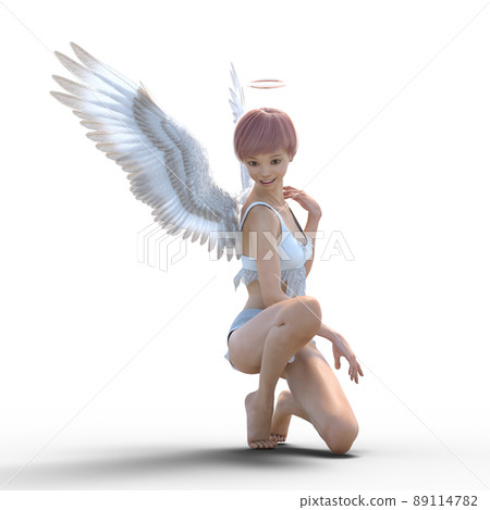 美腿天使燙髮3DCG插畫素材 89114782