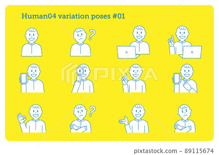 10 people 04 various poses line drawing 89115674