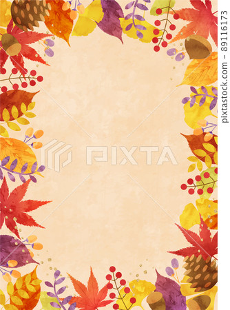 Vector illustration frame background of autumn plant leaves (deciduous leaves, leaves, leaves) 89116173