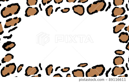 Black and white frame with modern ornament of stylized leopard skin. Squared pattern for poster. Decorative abstract border with animal ornament. Trendy leather skin. Copy space. Vector illustration 89116611