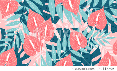 Floral pattern summer background with flowers, leaves Floral pattern summer background with flowers, leaves 89117296
