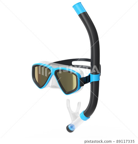 Blue diving mask and snorkel isolated on a... - Stock Illustration ...