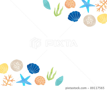 海主題框架對角線（水彩風格矢量） 89117565