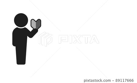 一個站在初學者標記上的人的圖標-初學者、支持和初學者指南的圖像材料 89117666