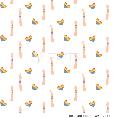 Pattern with lgbt heart. Seamless hand-drawn... - Stock Illustration ...