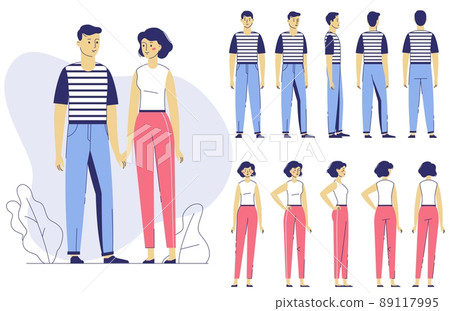Various views of male and female characters set. 89117995