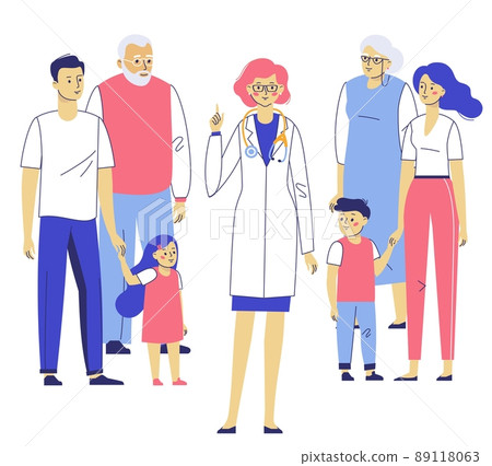 Family young practitioner doctor concept with patients. Family young practitioner doctor concept with patients. 89118063