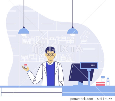 Pharmacy concept with pharmacist man in drug store. 89118066