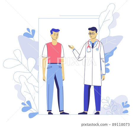 Medicine concept with doctor and patient on plant background. Medicine concept with doctor and patient on plant background. 89118073