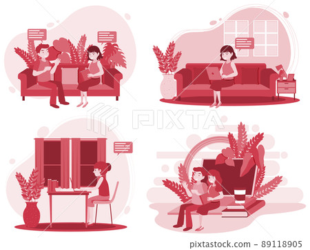 Set of different living room interior in flat style 89118905