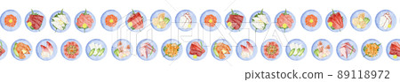 Continuous background pattern of sashimi served on a small plate Continuous background pattern of sashimi served on a small plate 89118972