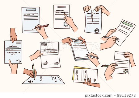 Set of people sign contract close deal Set of people sign contract close deal 89119278