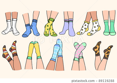 Set of people feet in colorful socks Set of people feet in colorful socks 89119288