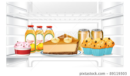 An inside the refrigerator with food An inside the refrigerator with food 89119303