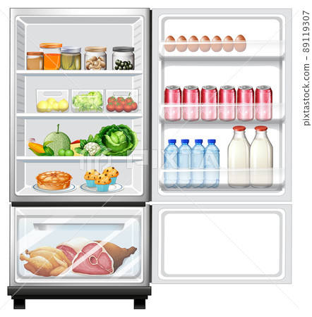 Refrigerator with lots of food Refrigerator with lots of food 89119307