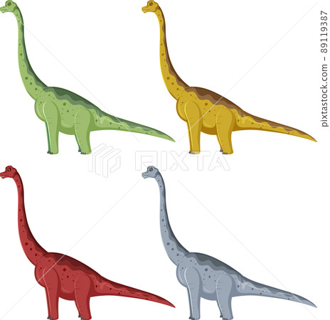 A set of brachiosaurus dinosaurs on white background A set of brachiosaurus dinosaurs on white background 89119387