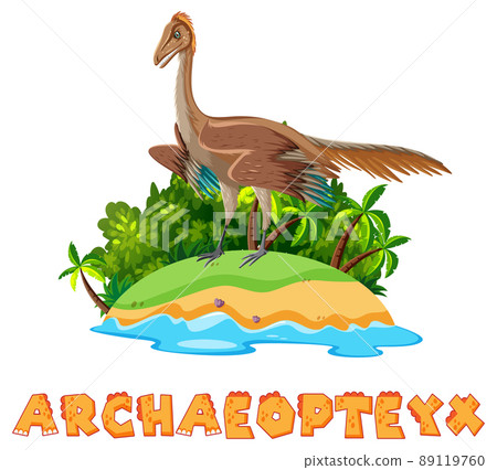 Scene with dinosaurs archaeopteryx on island Scene with dinosaurs archaeopteryx on island 89119760