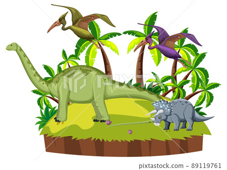 Scene with dinosaurs on island Scene with dinosaurs on island 89119761