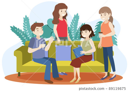 People spending time in the living room 89119875