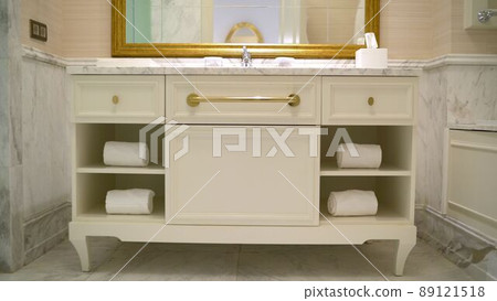 Fragment of a luxury bathroom. Sink in the bathroom Fragment of a luxury bathroom. Sink in the bathroom 89121518
