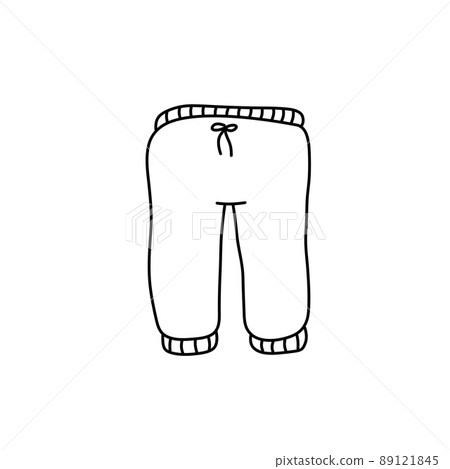 Baby pants. Infant clothes and pajamas. Cartoon outline illustration Baby pants. Infant clothes and pajamas. Cartoon outline illustration 89121845
