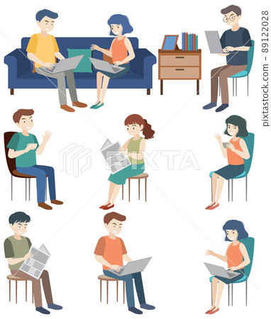 Set flat business persons different activity in office 89122028