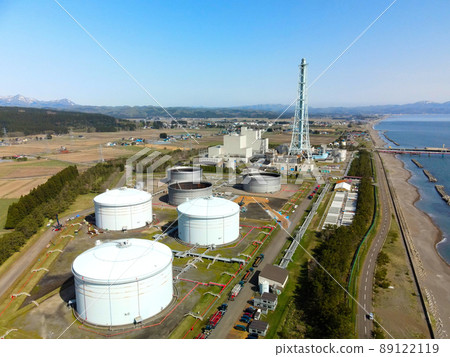 北海道白內町北海道電力公司白內發電站春季鳥瞰圖 北海道白內町北海道電力公司白內發電站春季鳥瞰圖 89122119