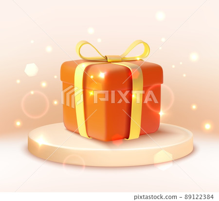 Minimal Scene with Podium Platform Stage Product and Present Box Symbol of Celebration Holiday and Surprise. Vector illustration 89122384