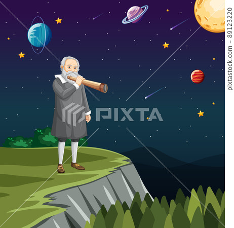 Portrait of Galileo Galilei in cartoon style Portrait of Galileo Galilei in cartoon style 89123220