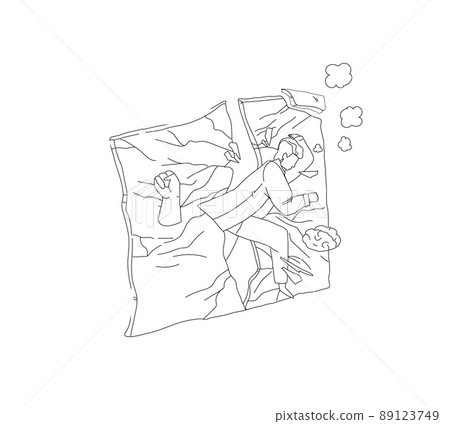 Man breaking stone wall with head outline vector drawing 89123749