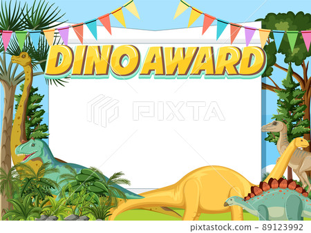 Dino award template with dinosaurs in forest Dino award template with dinosaurs in forest 89123992