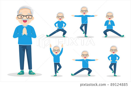 bundle set of elderly man exercise various actions bundle set of elderly man exercise various actions 89124885