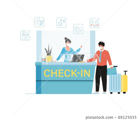 Social distance in new normal life at airport 89125035