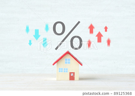 抵押貸款利率圖像住房模型和百分號 89125368