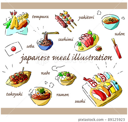 Japanese food / Japanese food hand-drawn illustration set Japanese food / Japanese food hand-drawn illustration set 89125923