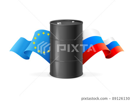 Realistic 3d Detailed Oil Barrel Drum with Flag Set. Vector 89126130