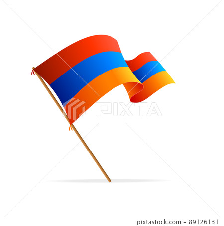 Realistic 3d Detailed Armenia Flag on Flagpole. Vector 89126131