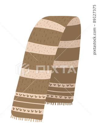 Winter wool scarf. Brown cloth. Vector illustration Winter wool scarf. Brown cloth. Vector illustration 89127375
