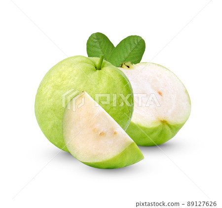 Fresh Guava fruit with leaves isolated on white background Fresh Guava fruit with leaves isolated on white background 89127626