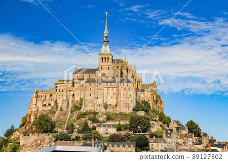 [Mont Saint Michel] Monastery blue sky panoramic view 89127802