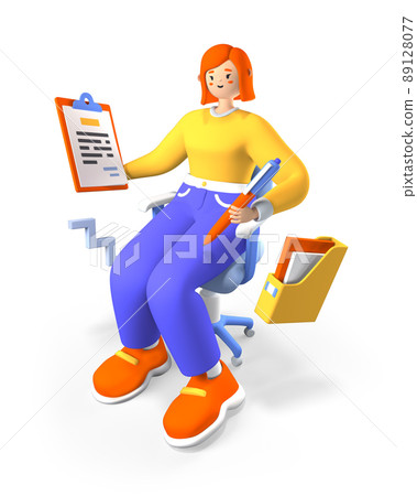 Work and planning - modern colorful 3D style illustration Work and planning - modern colorful 3D style illustration 89128077