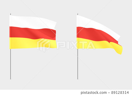 South Ossetia flags. Set of national realistic South Ossetia flags. South Ossetia flags. Set of national realistic South Ossetia flags. 89128314