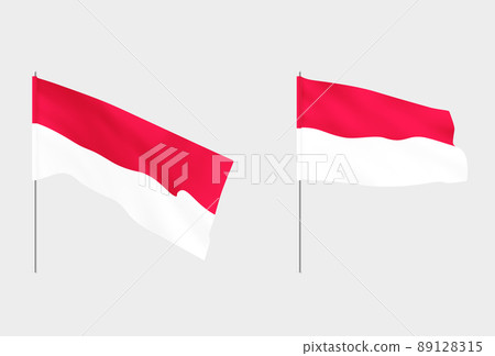 Monaco flags. Set of national realistic Monaco flags. Monaco flags. Set of national realistic Monaco flags. 89128315