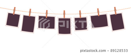 Hanging photo frames. Vector illustration 89128533