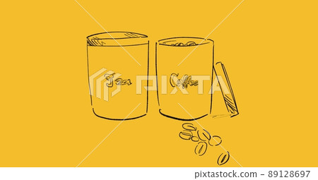 Fashionable hand-drawn illustrations of coffee canisters 89128697