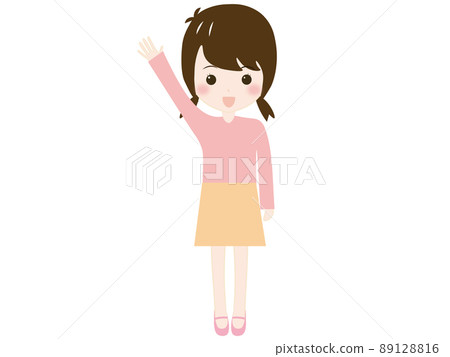 A girl raising his hand 89128816