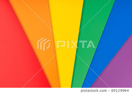 LGBT Rainbow flag background. Group of colored cardboard. Gay pride flag 89129964