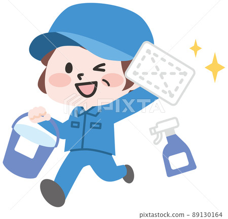 Cleaning worker with a rag Cleaning worker with a rag 89130164
