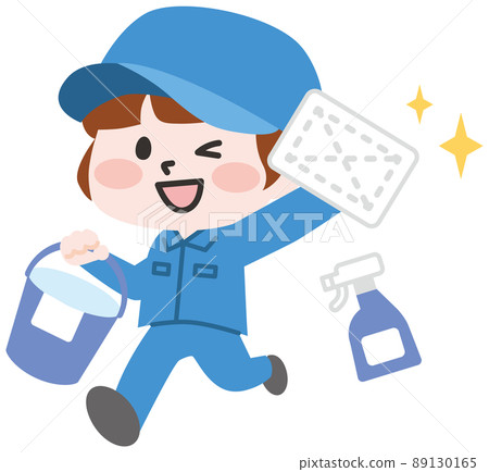 Cleaning worker with a rag Cleaning worker with a rag 89130165